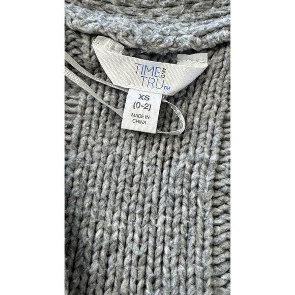 Time True Women's Cardigan Open Front Sweater Grey XS (0-2) 2 Pockets - Picture 5 of 8
